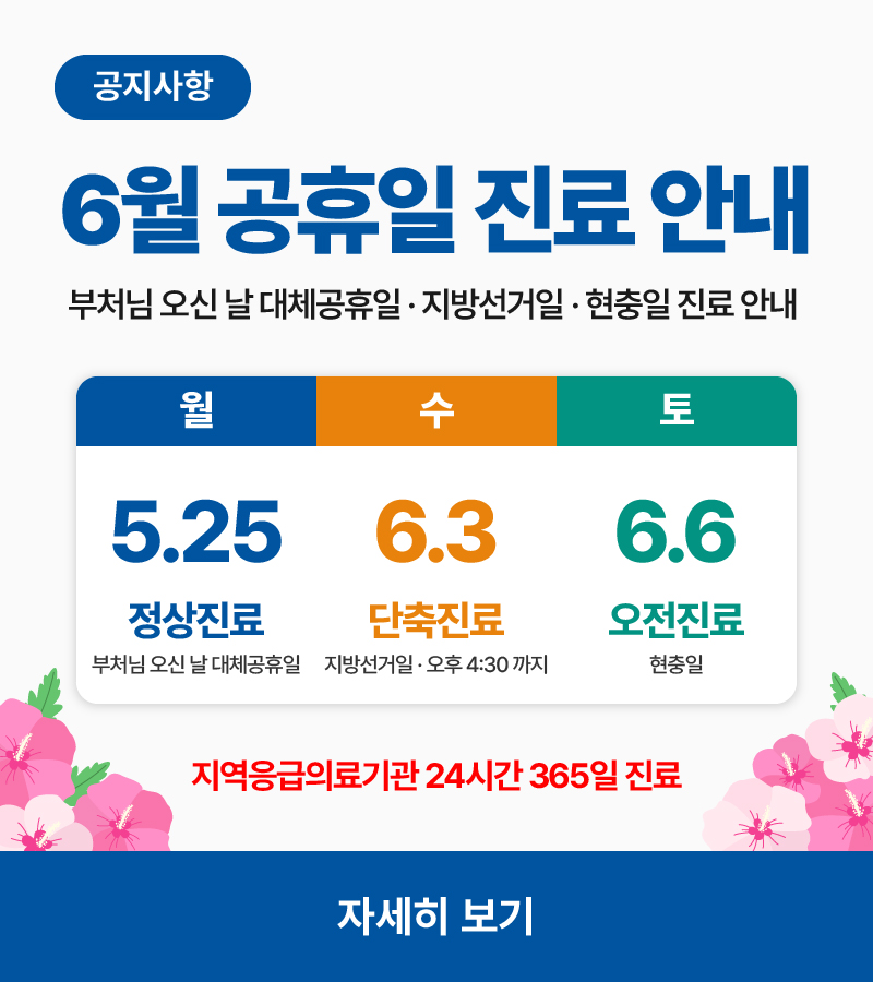 2026년 6월 공휴일 진료 안내